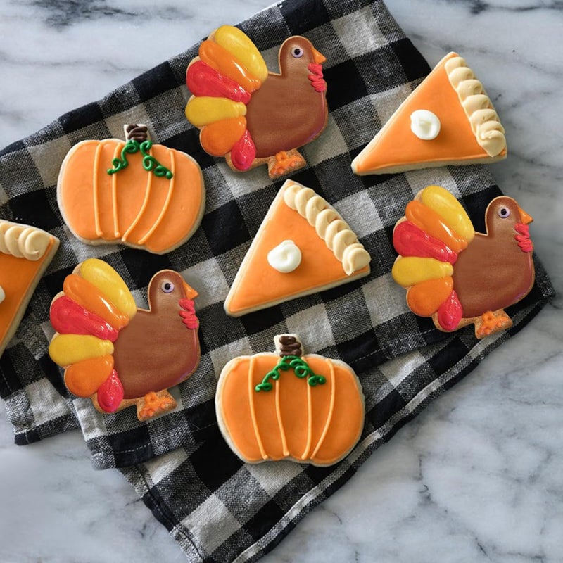 FUSOTO 6PCS Thanksgiving Cookie Cutters Set, Holiday Cookie Cutter Thanksgiving Shapes for Baking-Turkey, Pumpkin, Candy Corn, Pine Cones, Squirrel, Maple, Fall Cookie Cutters for Homemaking Cookie - Image 3